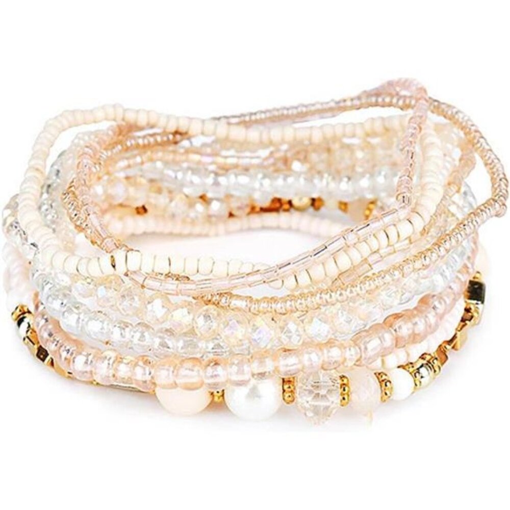 Bohemian Crystal Beaded Bracelet Stackable Colorful Pearl Seed Beads Jewelry Wom